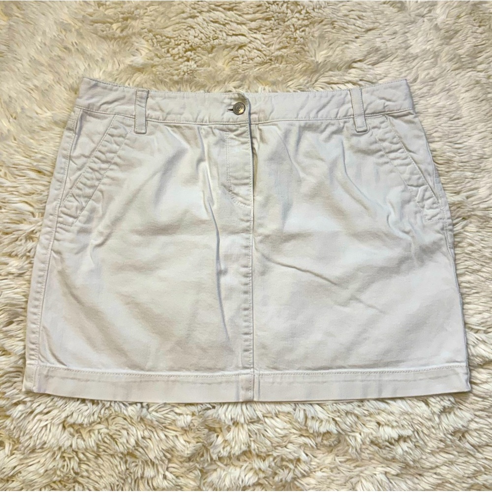 Ann Taylor LOFT White Cotton Blend Denim Mini Skirt — Cargo Style